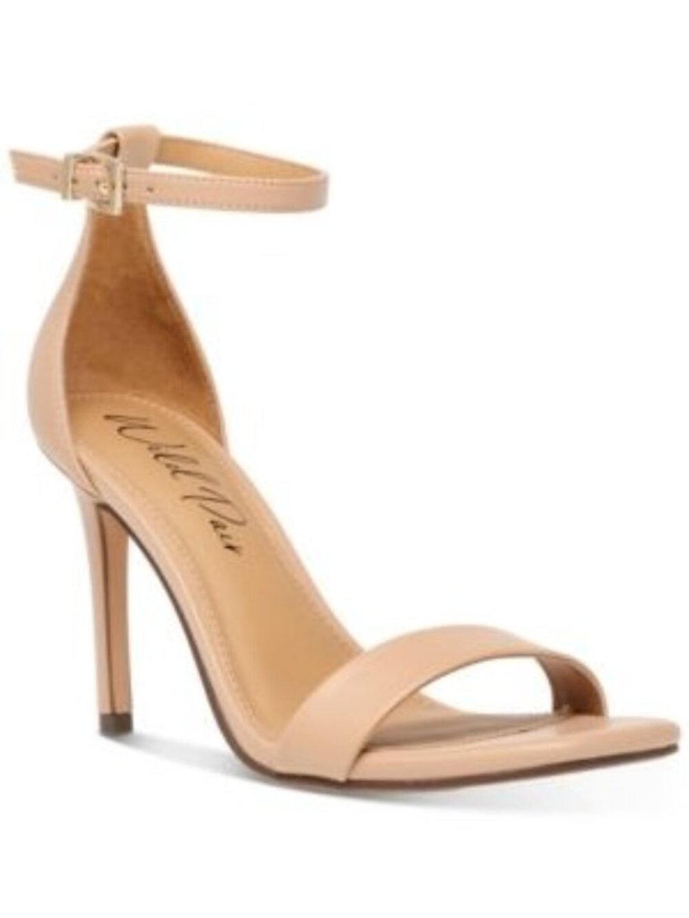 WILD PAIR Womens Square Toe Stiletto Buckle Heeled Sandal Beige Size 10M NWB